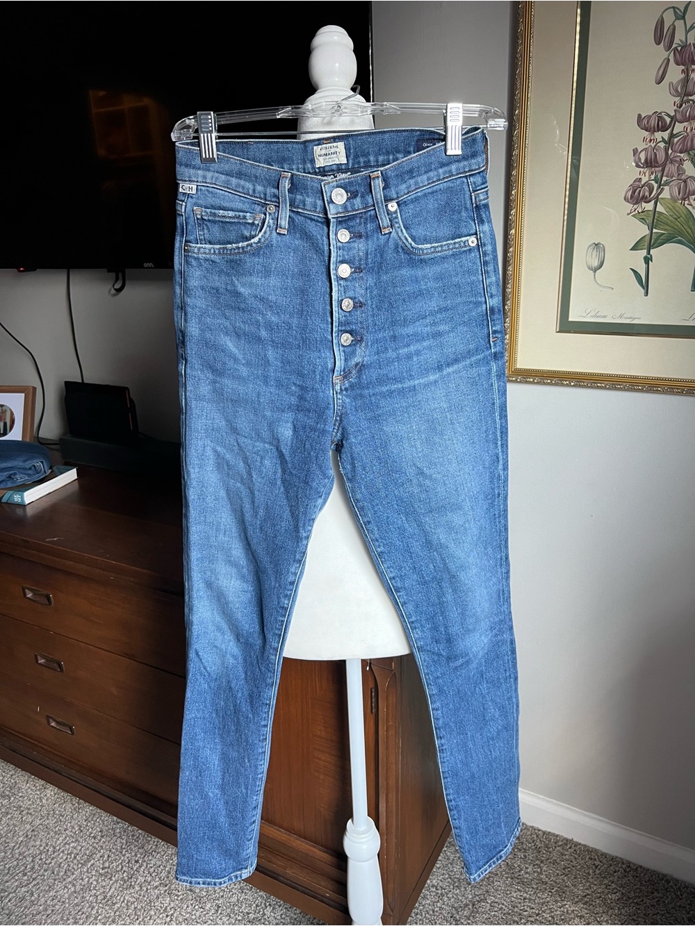 Citizens Of Humanity Medium Blue High-Rise Button-Fly Jeans